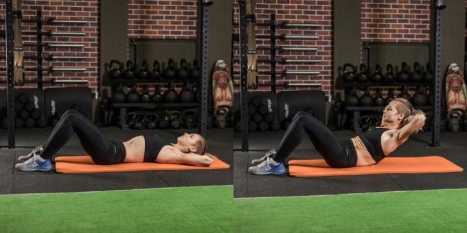 Alternative to the "fold" exercise: crunches on the press