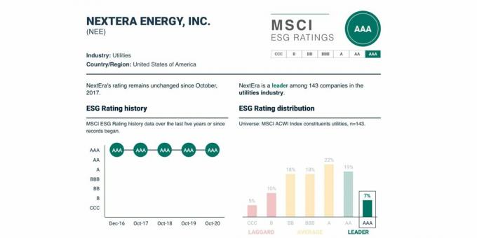 ESG rating and its dynamics for NextEra Energy, $ NEE, May 2021.