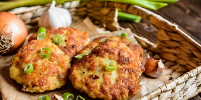 Canned fish cutlets with vegetables