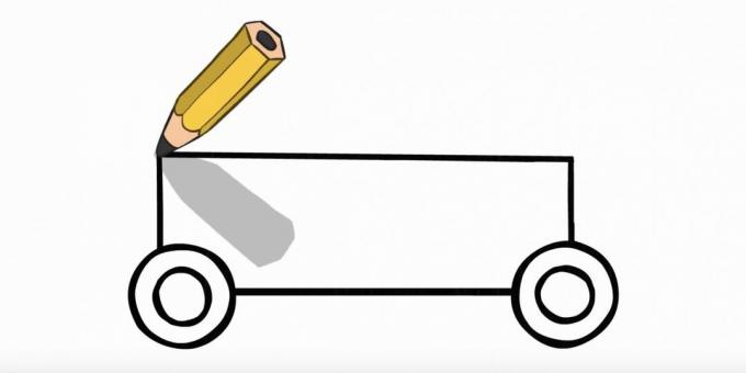 How to draw a police car: connect the wheels at the top and bottom