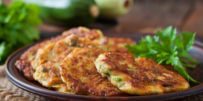 Meatless pancakes with zucchini