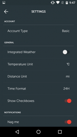 Memorigi: Settings