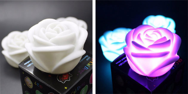 a night light in the form of roses