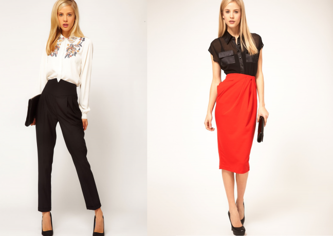 How to clean the sides with the help of clothes: dresses, skirts and pants with a high waist