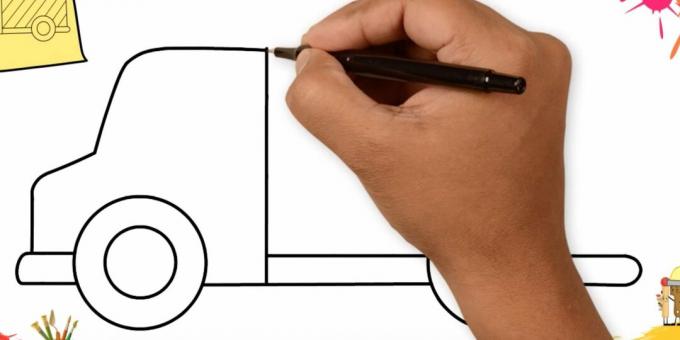 How to draw a truck: draw the front of the car