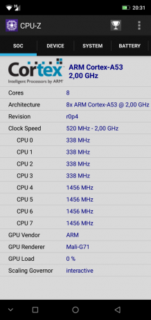 Overview smartphone Ulefone X: CPU-Z