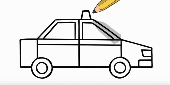 How to draw a car: draw headlights and a beacon