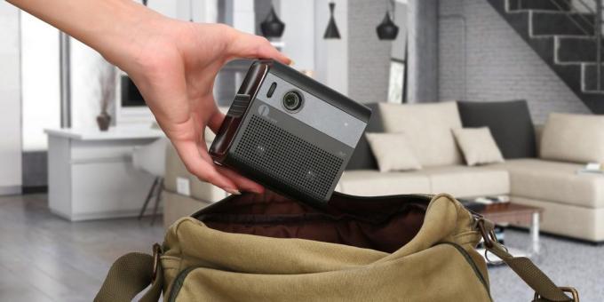 Mini projector. It fits easily in your bag