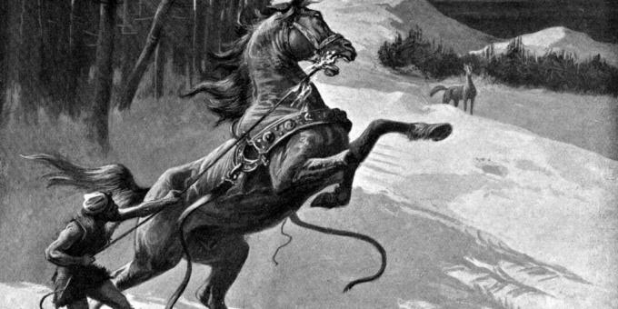 Scandinavian myths: Loki in the guise of a mare seduces Swagidfari