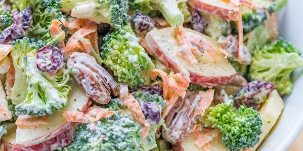 Vegetable salad with broccoli and apple