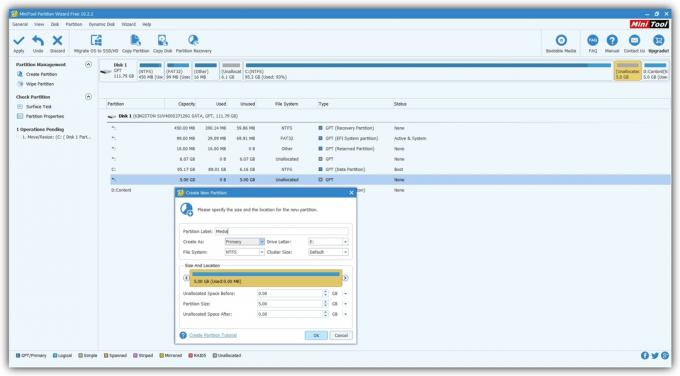 How to partition a disk in MiniTool Partition Wizard