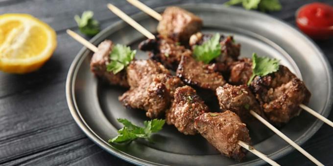 Pork shish kebab in orange marinade