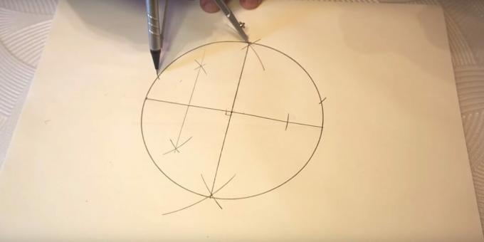 How to draw a five-pointed star: mark points at the top