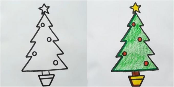 How to draw an angular tree with a pencil or felt-tip pen