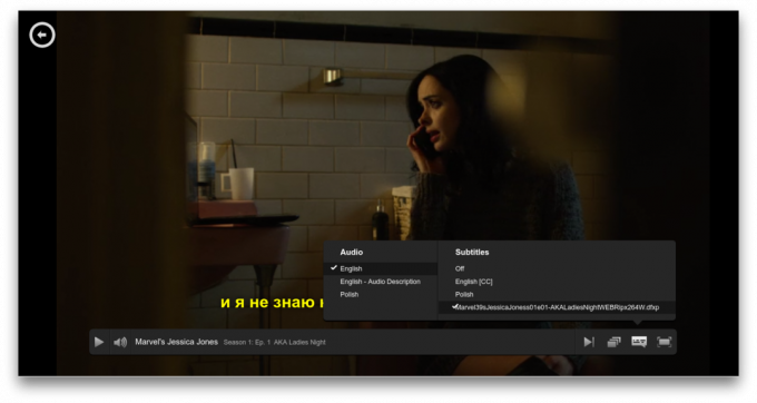 select the subtitle menu at Netflix