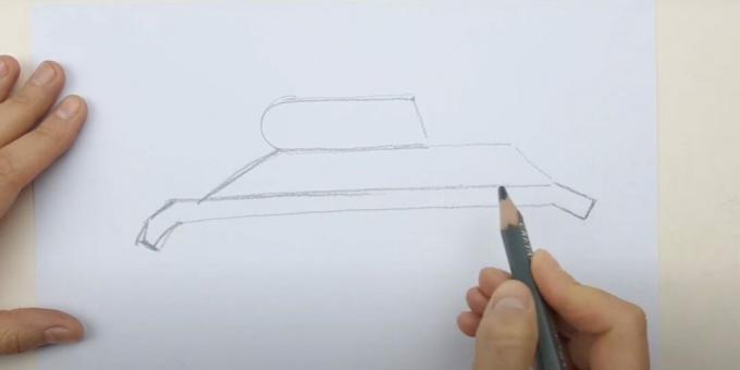 How to draw a tank: outline the top 
