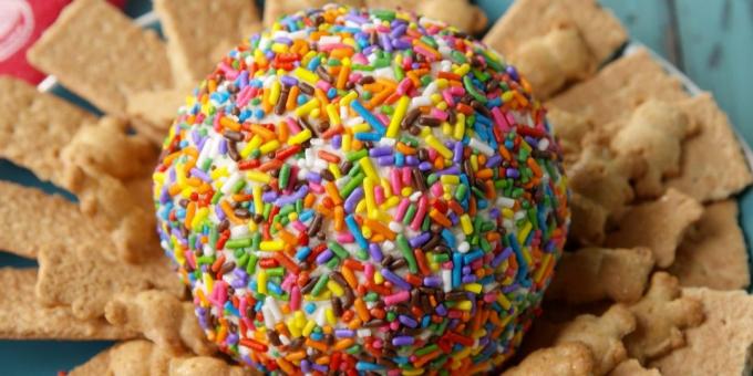 Sweet cheese ball with colored sprinkles