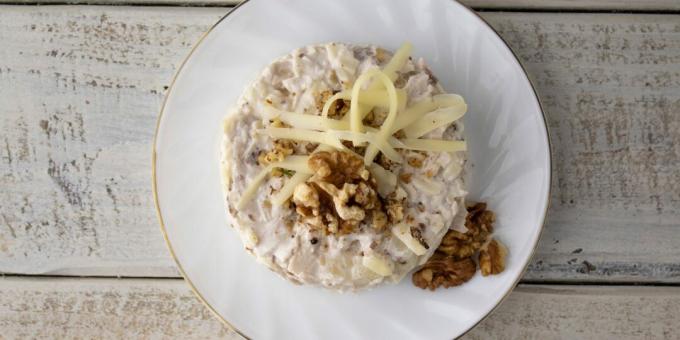 a simple salad recipe with canned fish, apples and nuts