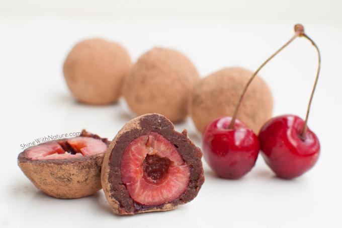 Chocolate truffles with cherry