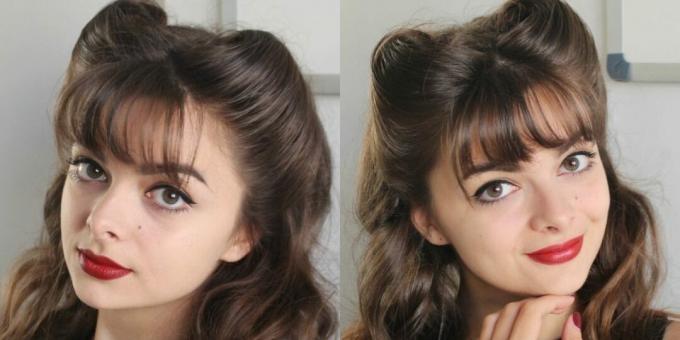 Hairstyles with bangs: Victory rolls ("Victory rolls")