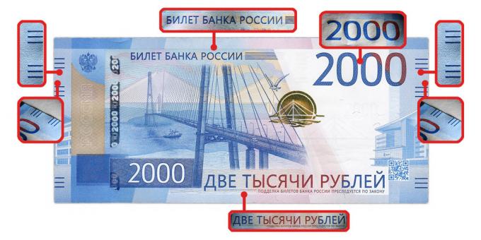 counterfeit money: authenticity features that are visible to the touch, 2 000