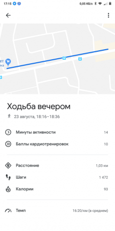 Google Fit: walking at night