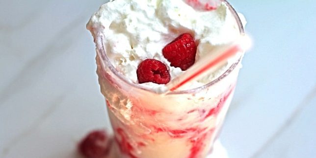 Milkshake with strawberries and white chocolate