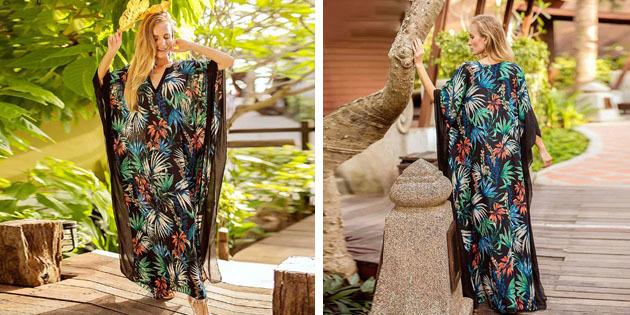 Beach dress: dress with tropical prints