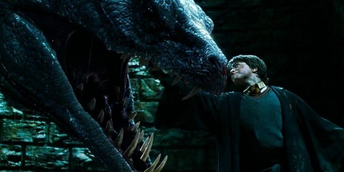Shot from the movie about the snake "Harry Potter and the Chamber of Secrets"