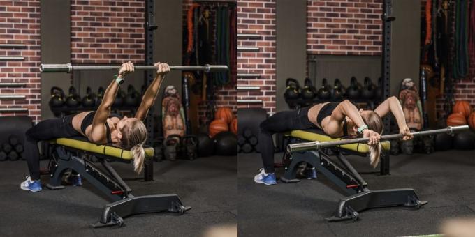 The best exercises for the triceps French bench press with a barbell