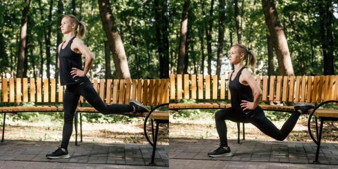 Training on the street: Split Squat with one foot on the bench