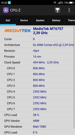 Umidigi S: CPU-Z processor