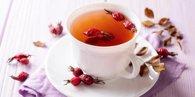 Tea with rosehip, nuts and cinnamon