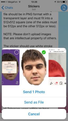 How to make the stickers for Telegram: send the photo as a file