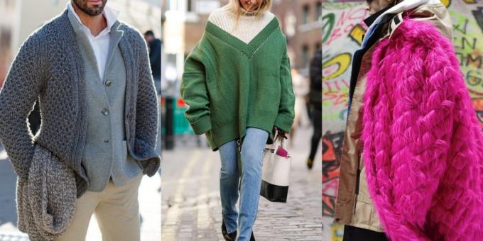 Fashionable sweaters and cardigans, 2018-2019: multilayered