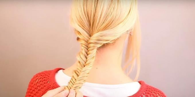 How to weave a fish tail at the bottom of the head