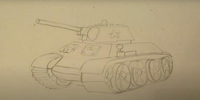 How to draw a tank: draw the wheels