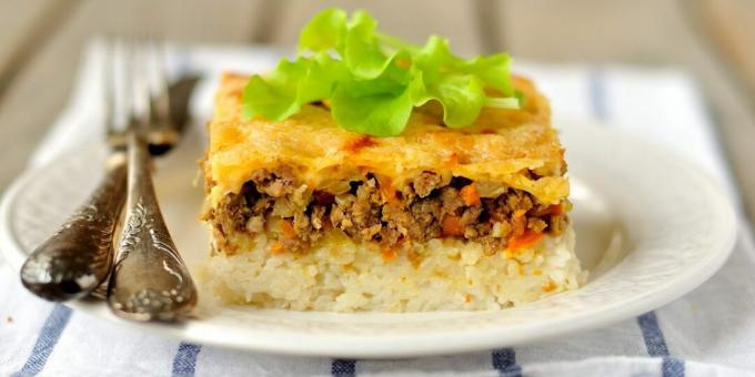 Rice casserole with minced meat
