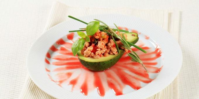 Avocado stuffed with meat