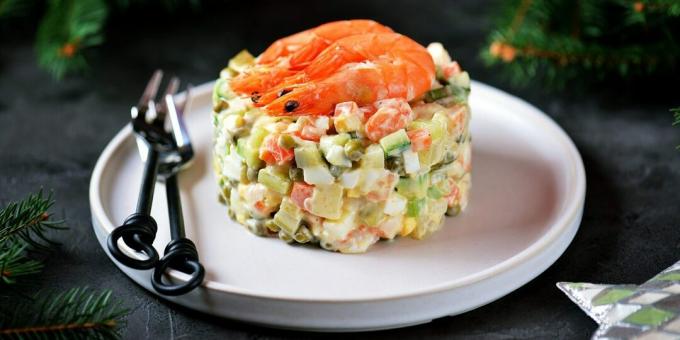 Olivier with shrimp and avocado