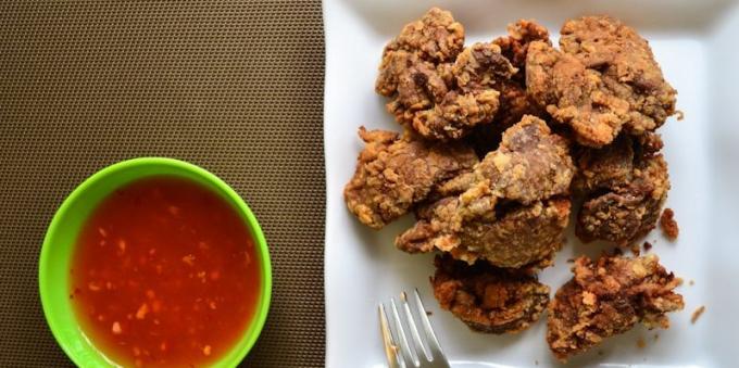 Fried chicken liver with crispy crust