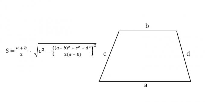 How to find the area of ​​a trapezoid across four sides