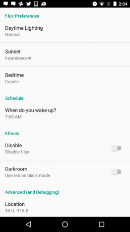 f.lux Android options