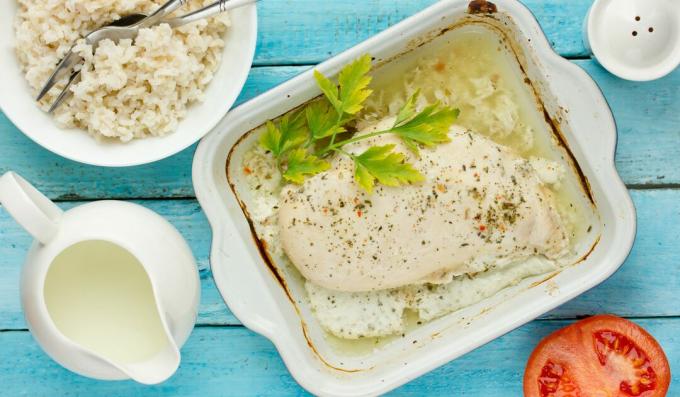 Chicken breasts baked in kefir