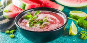 Cold soup with cucumber and watermelon