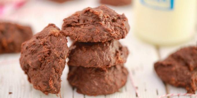 The recipe is simple chocolate banana cookies with peanut butter