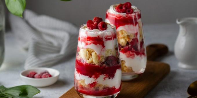 Trifle with raspberries