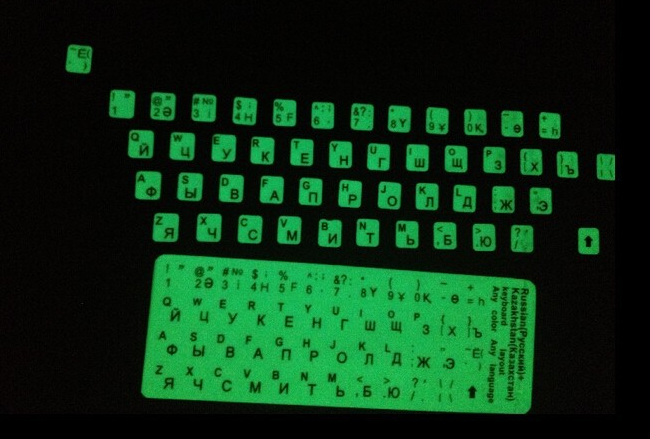 Fluorescent labels for keyboard