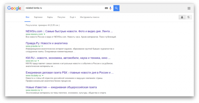 search in Google: Search similar sites