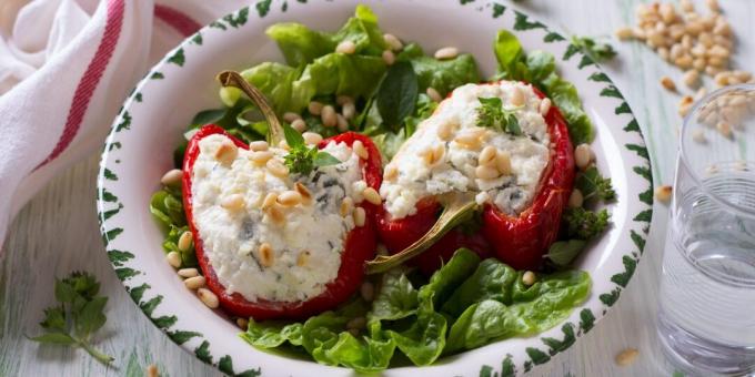 Peppers stuffed with cheese and herbs